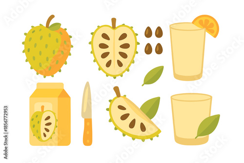 Soursop fruit, juice and ingredients composition
