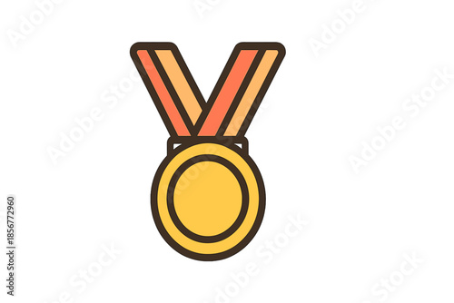 Gold medal with a ribbon