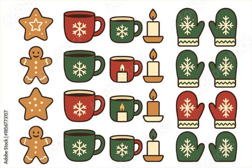 Seamless Christmas pattern with festive icons