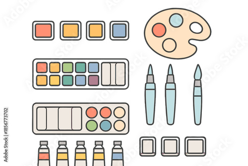 Art Supplies Collection Flat Icons
