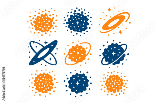 Abstract Cosmic Background with Glowing Orbs and Galaxies