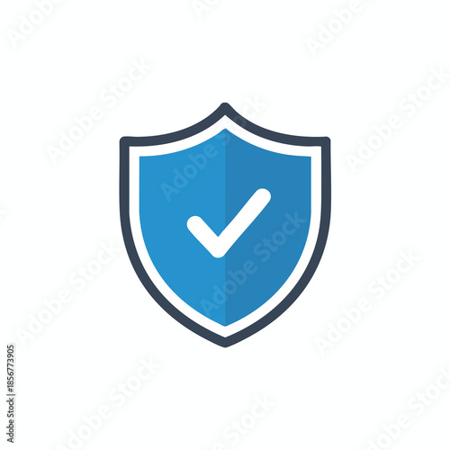 A blue shield with a white checkmark, representing protection and approval