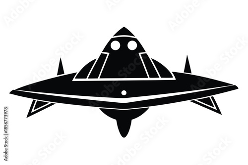spaceship silhouette line art vector illustration