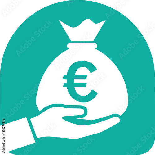 Hand holding euro money bag finance vector illustration on white background