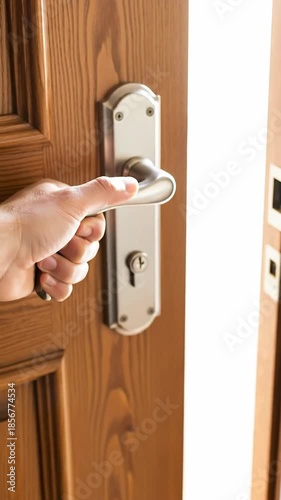 Hand Opening Wooden Door to Bright Light: Concept of Opportunity, New Beginnings, Hope, and Access