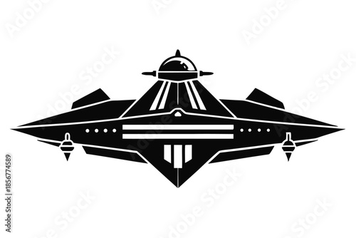 spaceship silhouette line art vector illustration