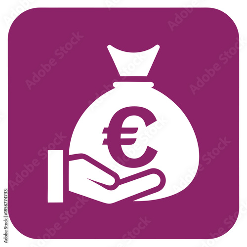 Hand holding euro money bag finance vector illustration on white background