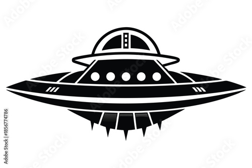 spaceship silhouette line art vector illustration
