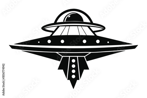 spaceship silhouette line art vector illustration