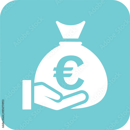 Hand holding euro money bag finance vector illustration on white background