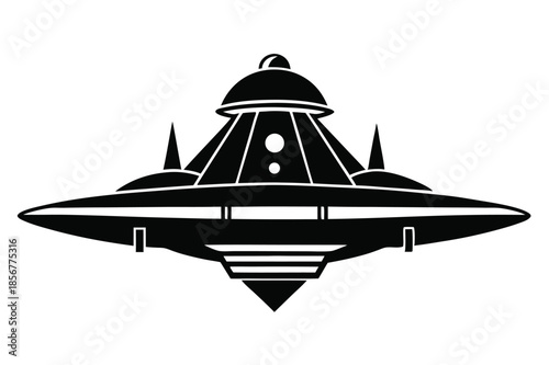 spaceship silhouette line art vector illustration
