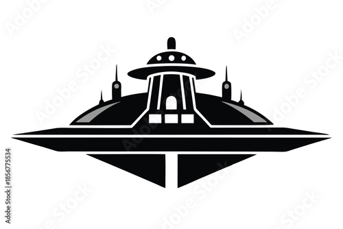 spaceship silhouette line art vector illustration