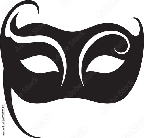 Elegant black masquerade mask with swirling decorative accents