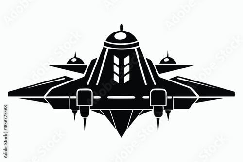 spaceship silhouette line art vector illustration