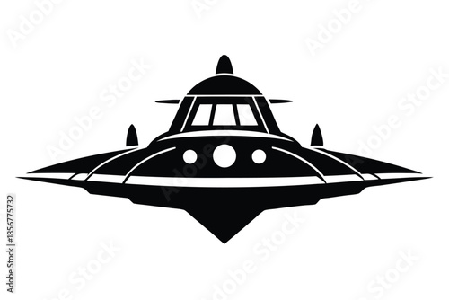 spaceship silhouette line art vector illustration