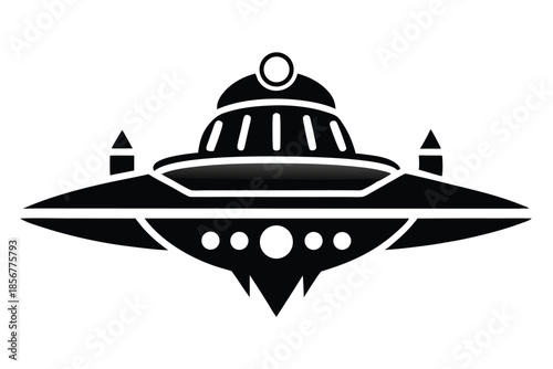 spaceship silhouette line art vector illustration