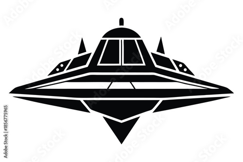 spaceship silhouette line art vector illustration