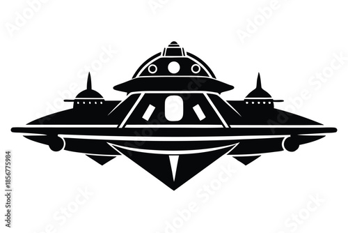 spaceship silhouette line art vector illustration