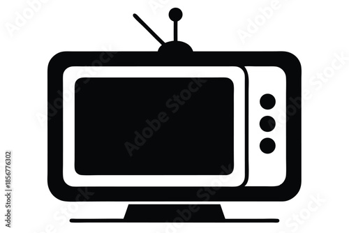 smart tv silhouette line art vector illustration