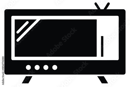 smart tv silhouette line art vector illustration