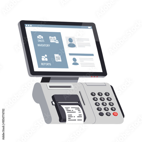 A detailed illustration of a point of sale (POS) terminal
