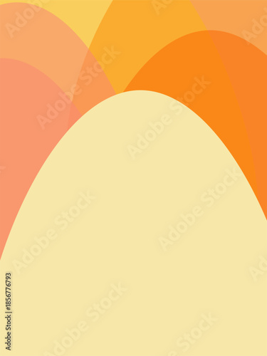 Warm Easter abstract background with layered curved shapes in shades of orange and yellow, featuring a central light yellow dome shape.