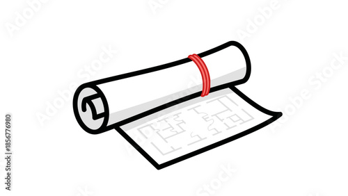 Blueprint Document Rolled and Tied.