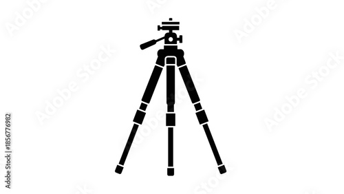 Camera Tripod Standing on White Background.