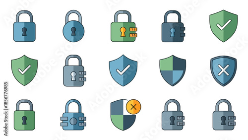 vector set of colorful locks