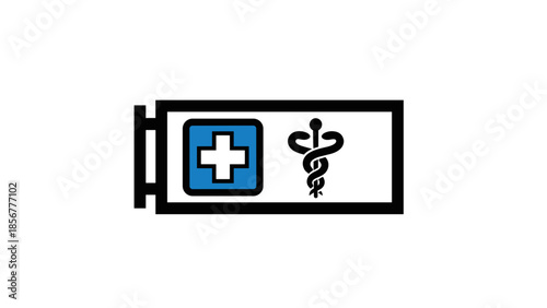 First Aid Kit Icon with Medical Symbol.