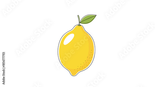 Fresh Yellow Lemon with Green Leaf.