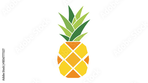Pineapple Fruit with Green Leaves Illustration.