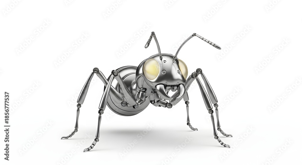 Fototapeta premium Metallic ant sculpture isolated on white background