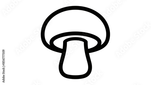 Simple Black and White Mushroom Illustration.