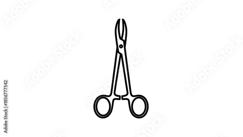 Simple Black and White Surgical Scissors Illustration.