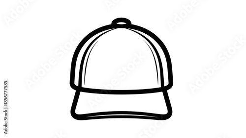 Simple Black Baseball Cap Illustration.