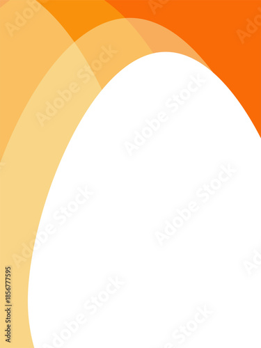 Minimalist Easter background with bold orange and yellow arched layers and a large white negative space for copy or branding