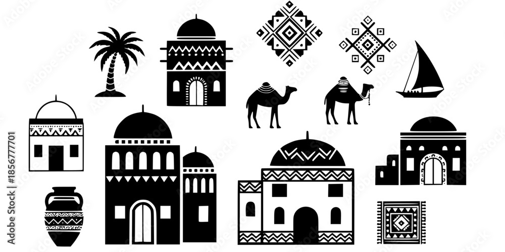 Ταπετσαρία Traditional Nubian Village House Architecture Silhouette