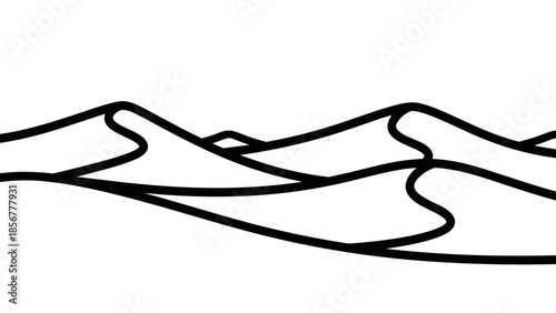 Simple Line Art Mountain Range Illustration.