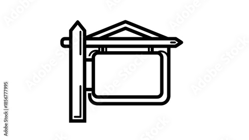 Simple Line Drawing of a Signboard.