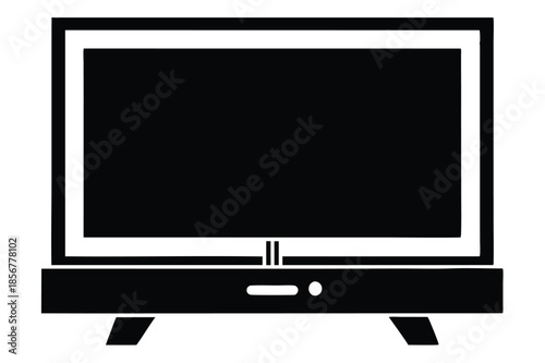 smart tv silhouette line art vector illustration
