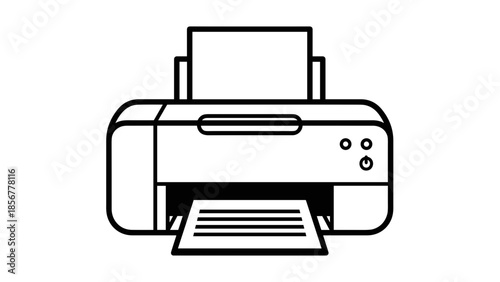 Simple Line Drawing of Office Printer.
