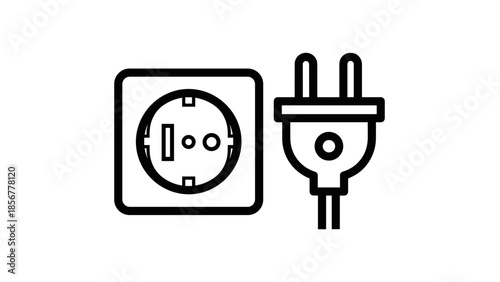 Simple Line Drawing of Plug and Socket.
