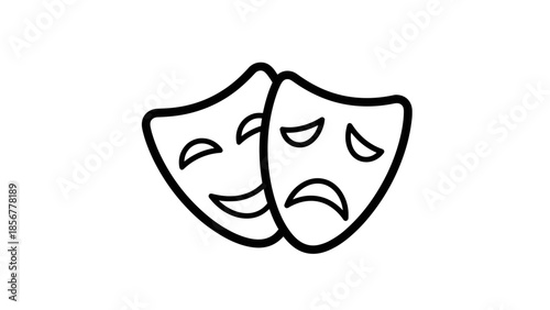 Theater Comedy Tragedy Masks Simple Illustration.