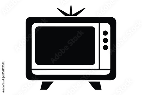 smart tv silhouette line art vector illustration