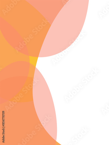 Abstract Easter background featuring overlapping orange and pink circles on a white side, creating a clean and modern geometric composition.