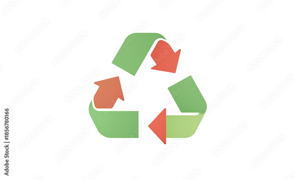 Obraz premium Vibrant green and orange recycling icon, circular economy graphic design