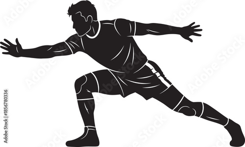 Professional black silhouette of an athletic male performing a deep lateral lunge stretch. Minimalist sports vector ideal for fitness branding, workout guides, and athletic training graphics.