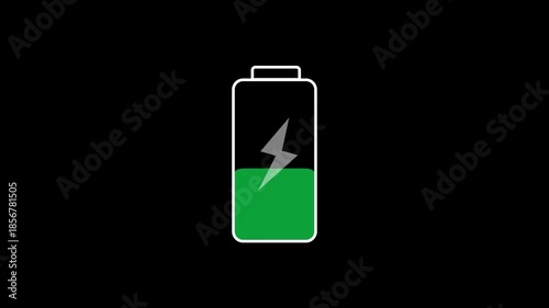 Animated Battery Charging Icon Showing Power Level for Mobile App and Technology UI.