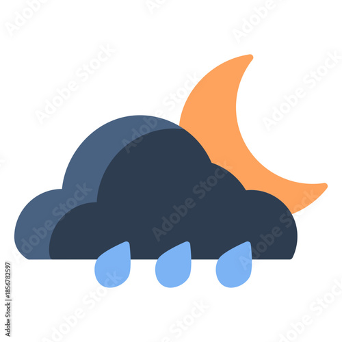 Drizzling night vector icon. Weather icon flat style. perfect use for logo, presentation, website, and more. modern icon design color style 